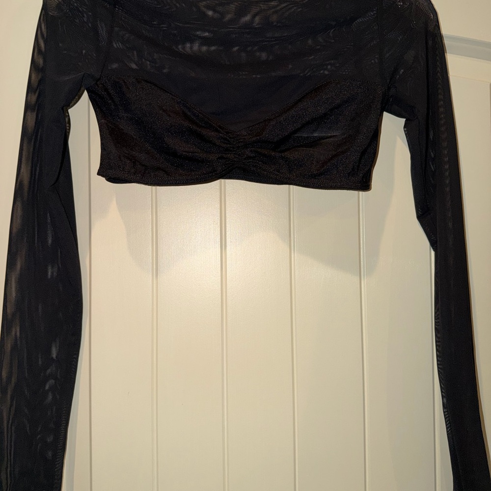Edikted Black Mesh Crop Top